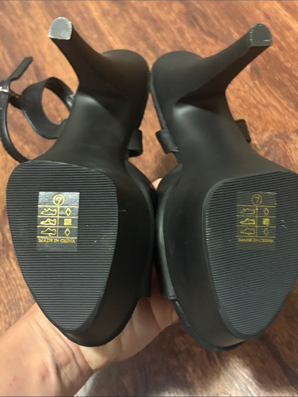 Pleasers Matte 6” Black Platform Peep-Toe High Heels with Ankle Strap - Picture 5 of 5